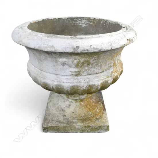 WHITE PAINTED CONCRETE URN PLANTER H.350mm, 375mm dia