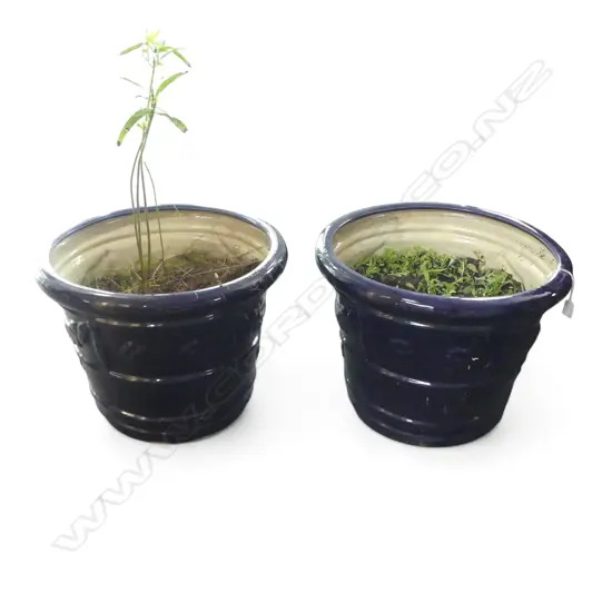 PR LG BLUE GLAZED PLANTER POTS H.400mm, 530mm dia