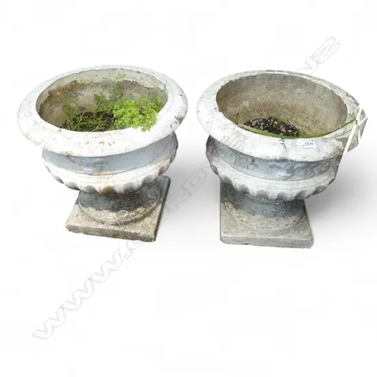 PR WHITE PAINTED CONCRETE URN GARDEN POTS H.350mm, 370mm dia