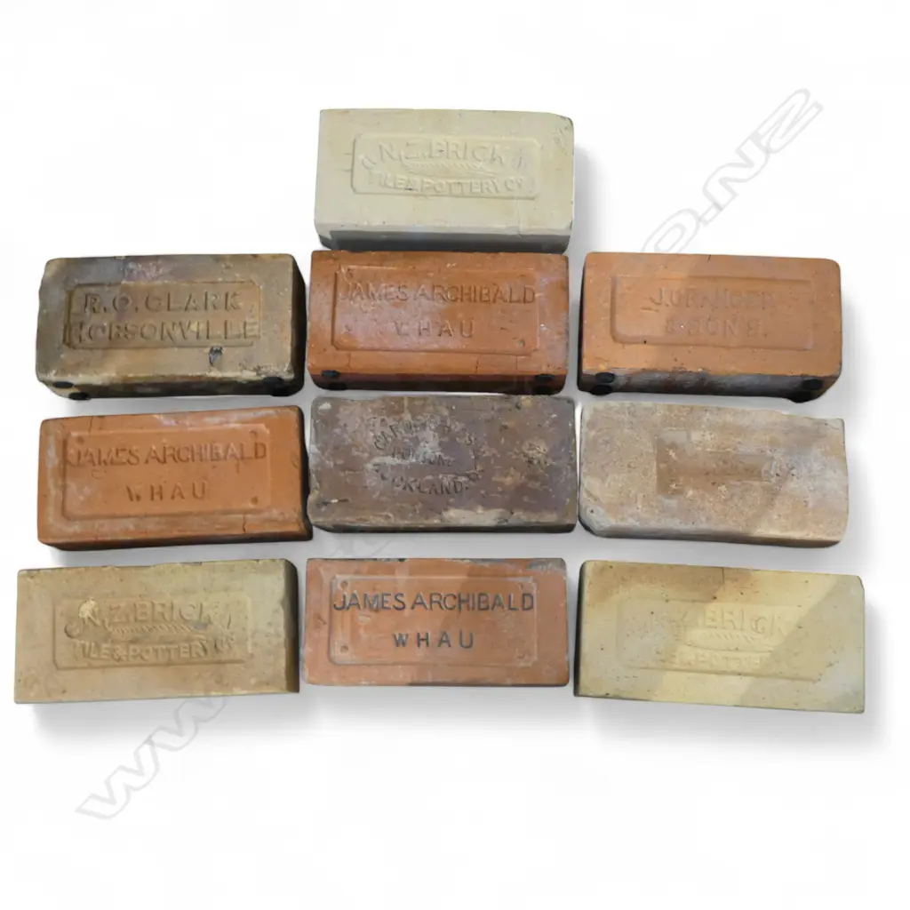 10 ASST. N.Z. BRICKS INCLUDES R.O. CLARK HOBSONVILLE/J GRANGER & SONS/CARDER BROS. PONSONBY Image 1++