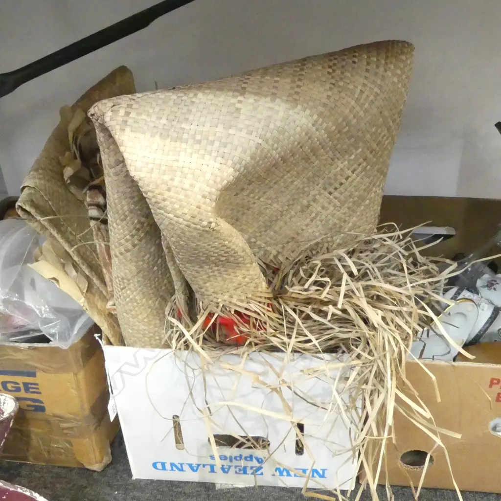 ASST. PACIFIC ISLAND WOVEN FLAX PIECES, TAPA CLOTH Image 1++