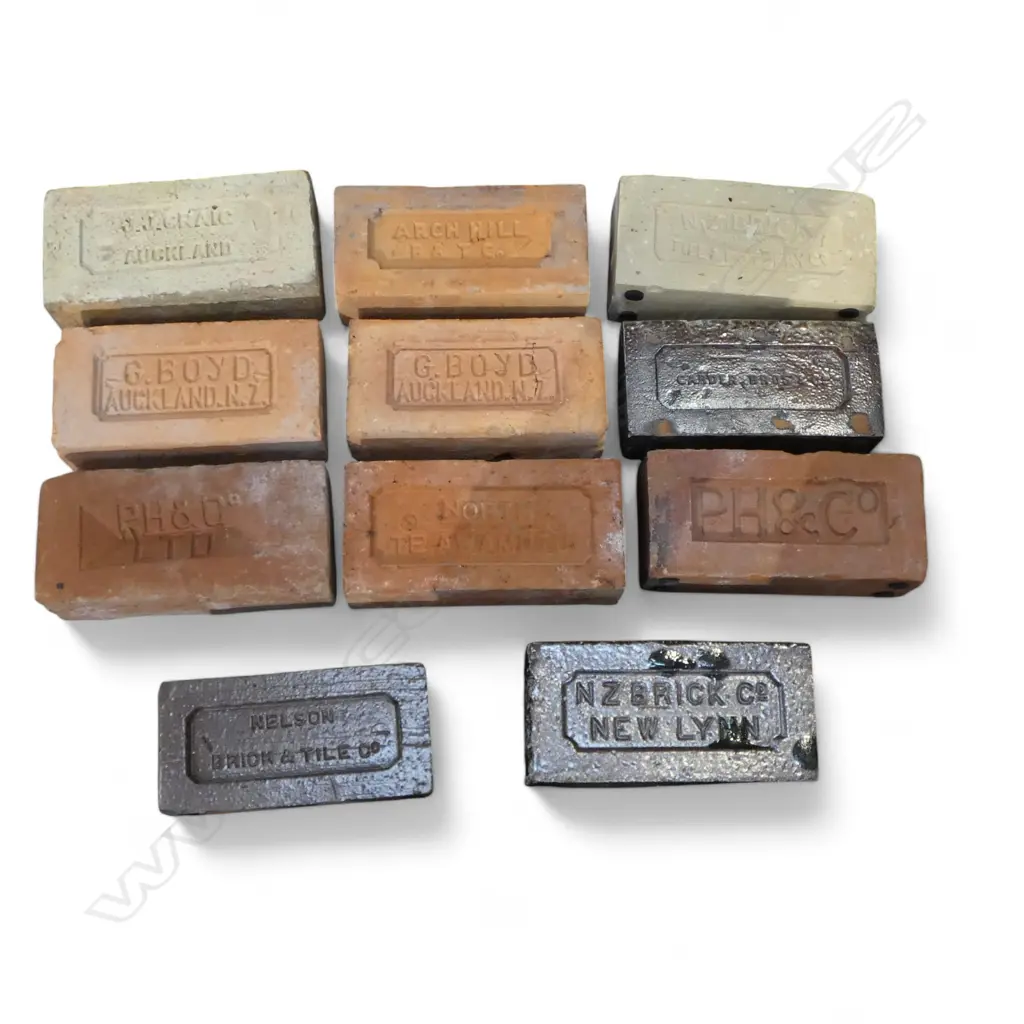 11 ASST. N.Z. BRICKS INCLUDES NZ BRICK COY./CARDER BROS. PONSONBY/NZ BRICK TILE & POTTERY CO. Image 1++