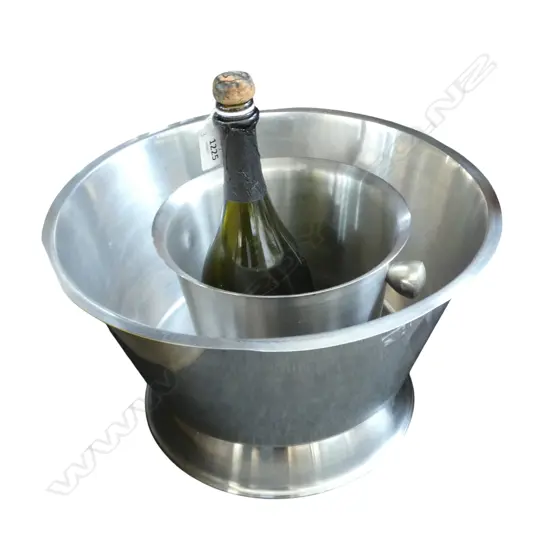 2 CHAMPANGE / ICE BUCKETS 380mm dia + DOM PERIGNON WINE BOTTLE