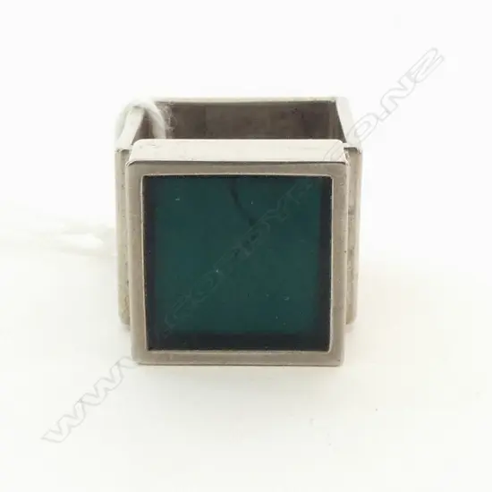 JOSE BRIBIESCA (NZ 1936-2019} CHROME & ACRYLIC MODERNIST RING 