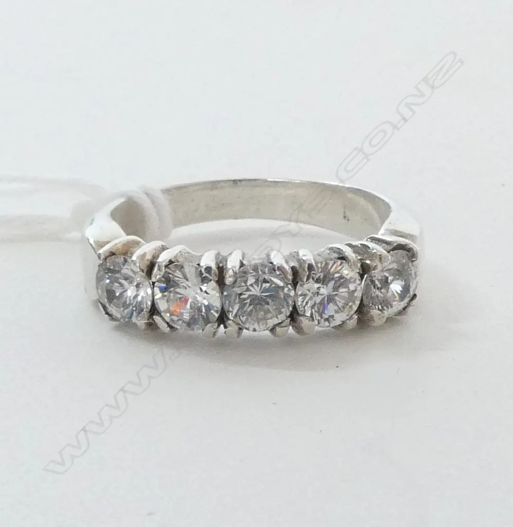 SILVER 5 STONE CZ DRESS RING SIZE N 4.3 GMS Image 1++