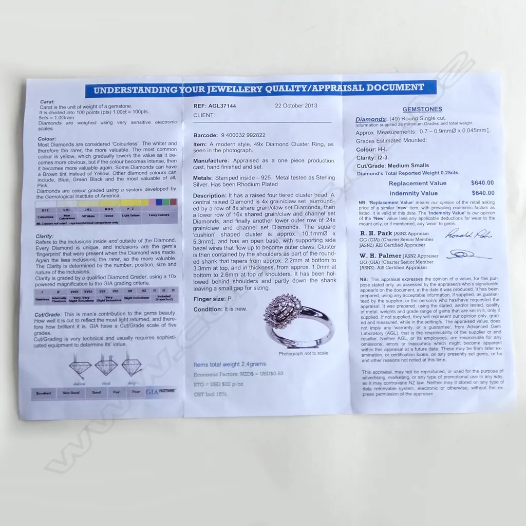 ST. SILVER AND DIAMOND RING (VAL) TDW 0.25cts (diamond missing) SIZE P Image 1++