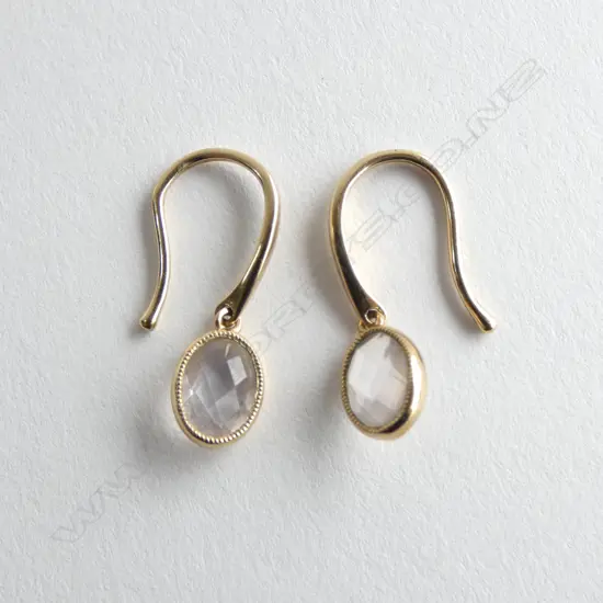 PR 9ct COLOURLESS GEM SET EARRINGS. 1.2gm