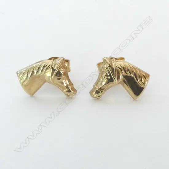 PR 9CT HORSE EARRINGS 0.56grms