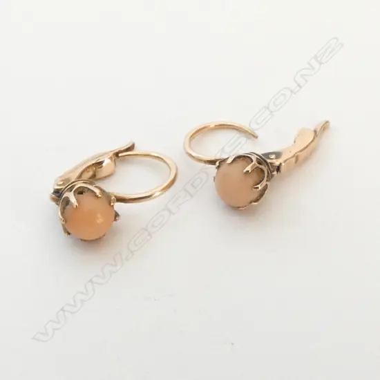 PR 9ct or higher GOLD & CORAL EARRINGS - ONE NOT CLOSING 1.5gms