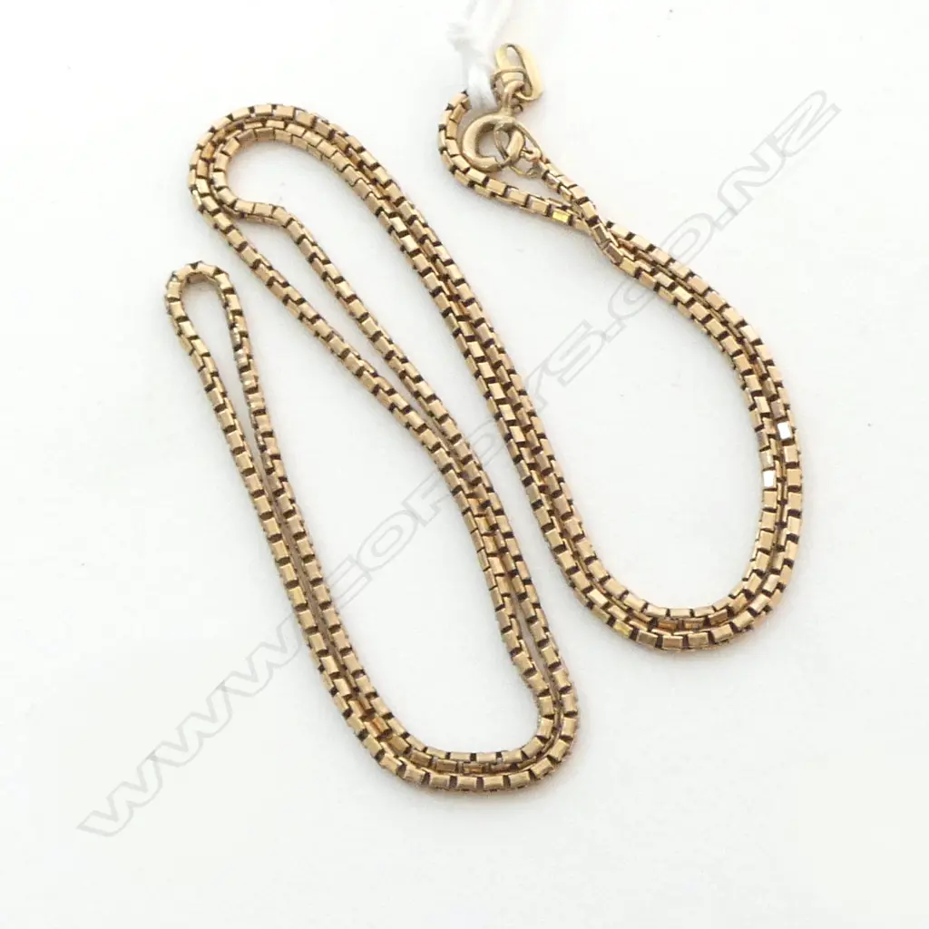 9ct YELLOW GOLD FINE BOX LINK NECK CHAIN L.450mm 5gms Image 1++