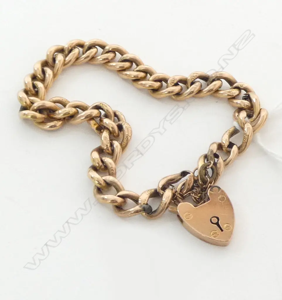 9ct GOLD HOLLOW CURB LINK CHAIN BRACELET 9gms (faults) Image 1++