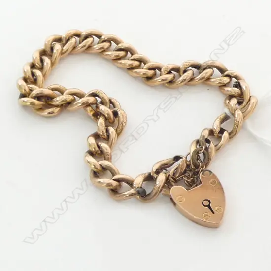 9ct GOLD HOLLOW CURB LINK CHAIN BRACELET 9gms (faults)