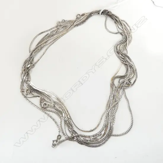 9 STG SILVER CHAIN NECKLACES 34gms