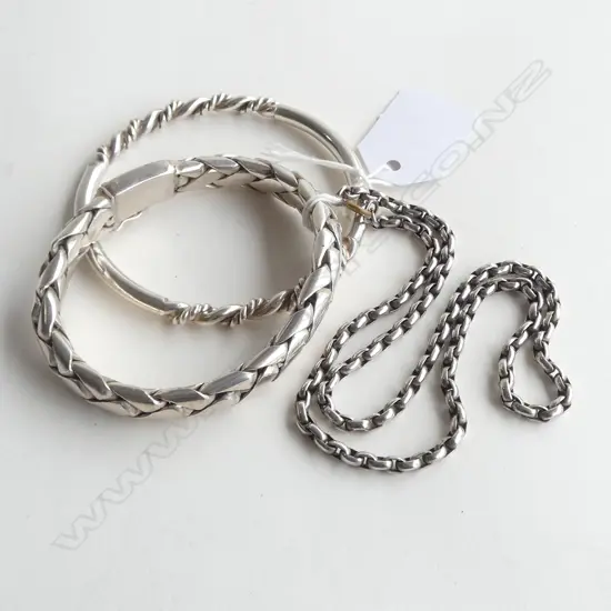 HEAVY SILVER BRACELET & BANGLE + NECKCHAIN 120gms