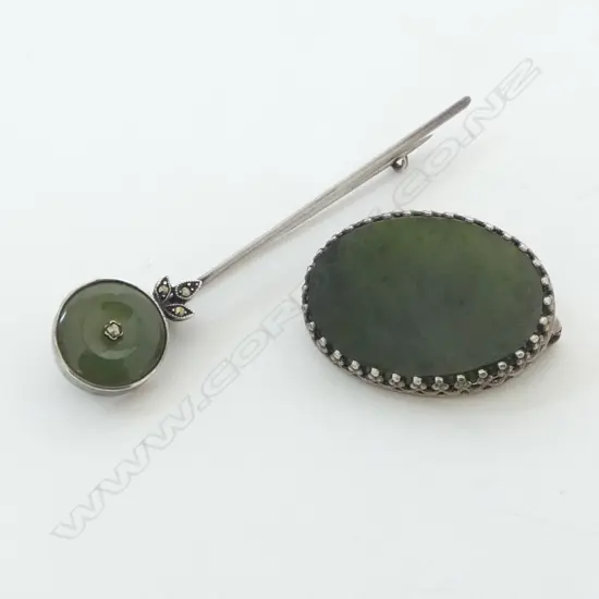 2 SILVER & POUNAMU BROOCHES