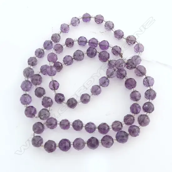 1920’s FACETED AMETHYST BEADS with rock crystal spacers 80cm LONG