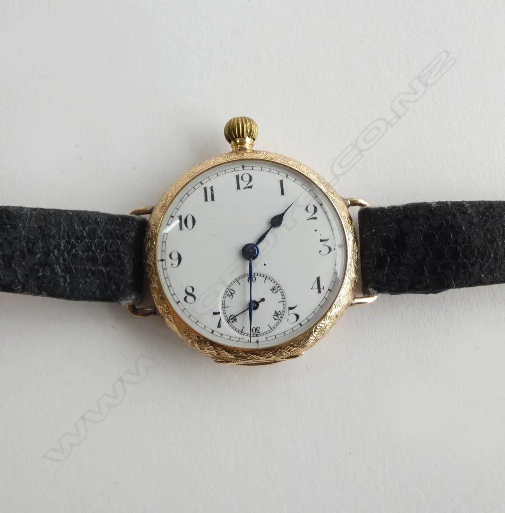 14ct GOLD POCKET WATCH CONVERTED TO WRISTWATCH c.1900, IN WORKING ORDER Image 1++
