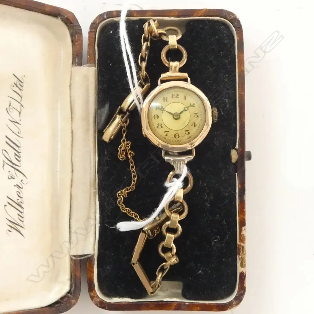 VINTAGE 9CT WRIST WATCH, 13.6grms total RG STRAP Image 1++