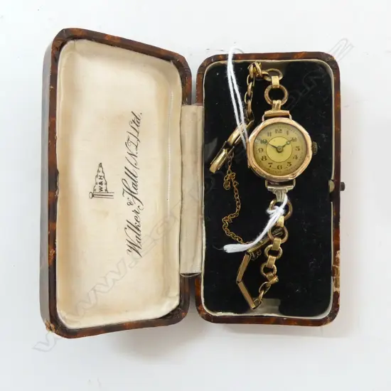 VINTAGE 9CT WRIST WATCH, 13.6grms total RG STRAP