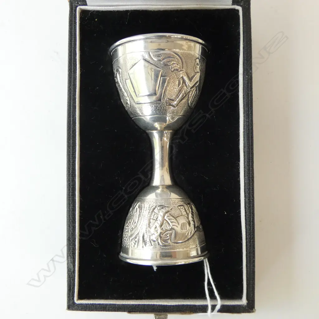 STG SILVER DOUBLE SPIRIT MEASURE STAMPED ‘STERLING SILVER’ IN BOX, L.93MM Image 1++