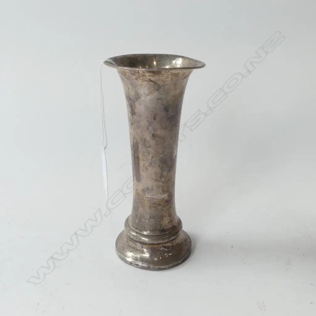 WEIGHTED STG SILVER FLUTE VASE H.140mm Image 1++