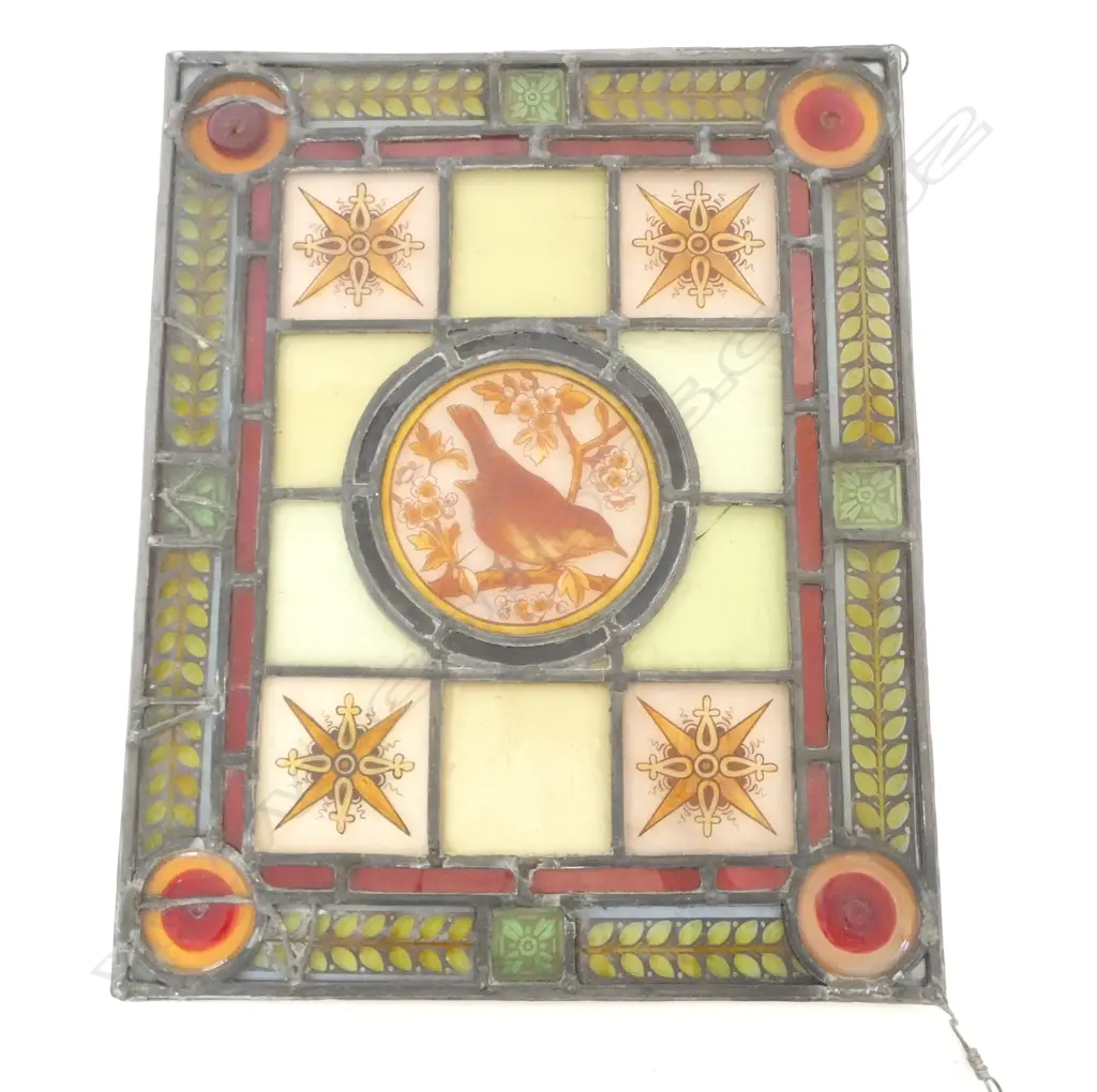 ANTIQUE LEAD GLASS WINDOW 425x345mm Image 1++