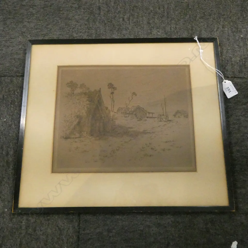 EDWARD WILLIAM PAYTON (1859-1944) 'KOTARE ABOVE ROTORUA' (MAORI VILLAGE), ETCHING 215x270mm Image 1++