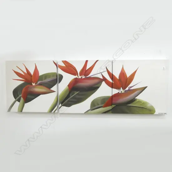 A. DENNIS, BIRD OF PARADISE FLOWER, TRIPYCH, 500x500mm