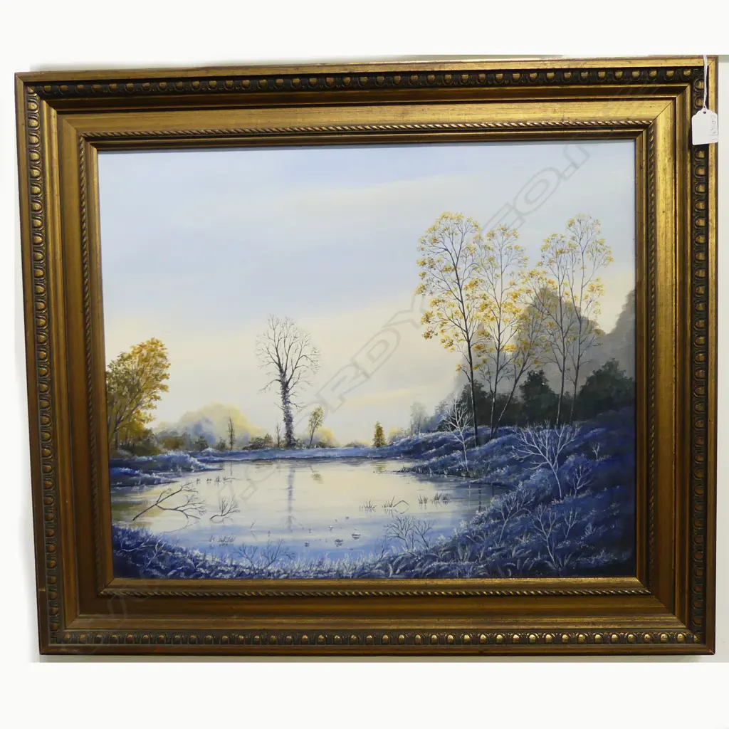 KEITH MORANT (NZ 1944-2022) LANDSCAPE w. POND, ACYRLIC ON BOARD 480x590mm Image 1++