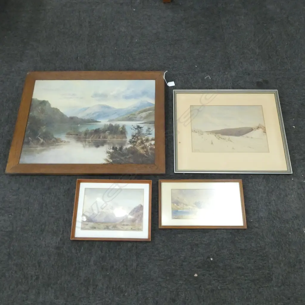 4 LANDSCAPE ARTWORKS; 'LOCH KATRINE' OIL 440x595mm, N. WELCH WC, MT COOK, LAKE WC Image 1++