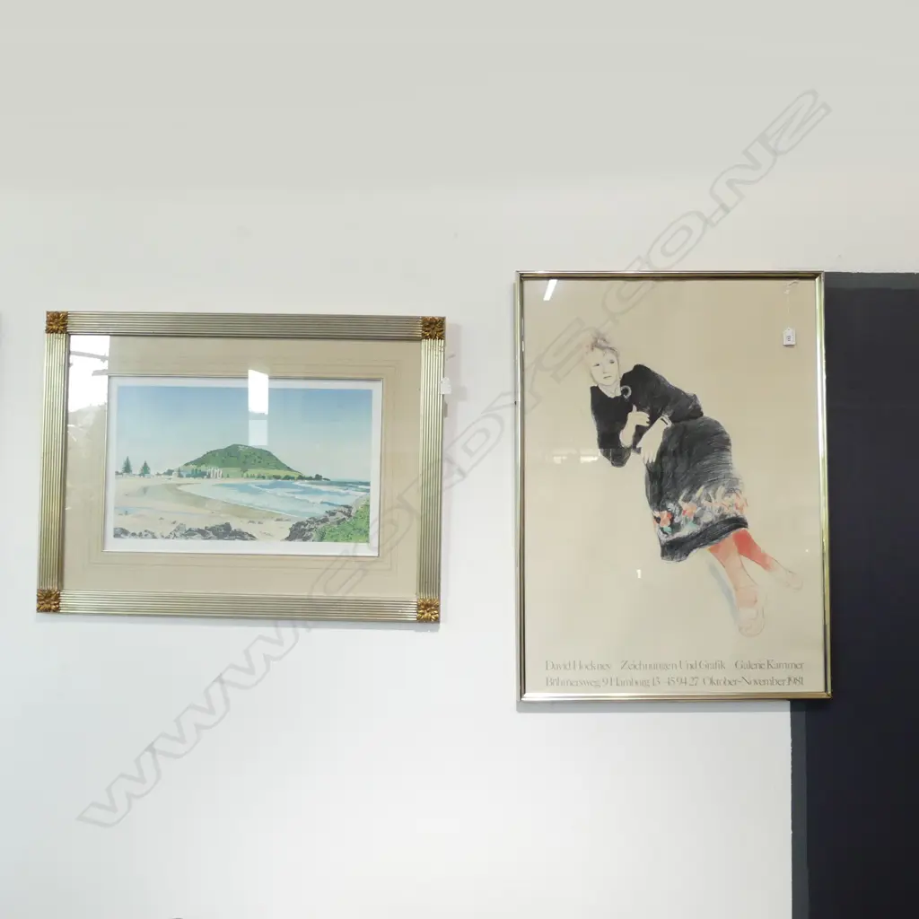 DAVID HOCKNEY EXHIBITION POSTER 870x620mm & RAY McNEIL 'SURFS COMING UP AT THE MOUNT', PRIND Ed. 13/60 Image 1++
