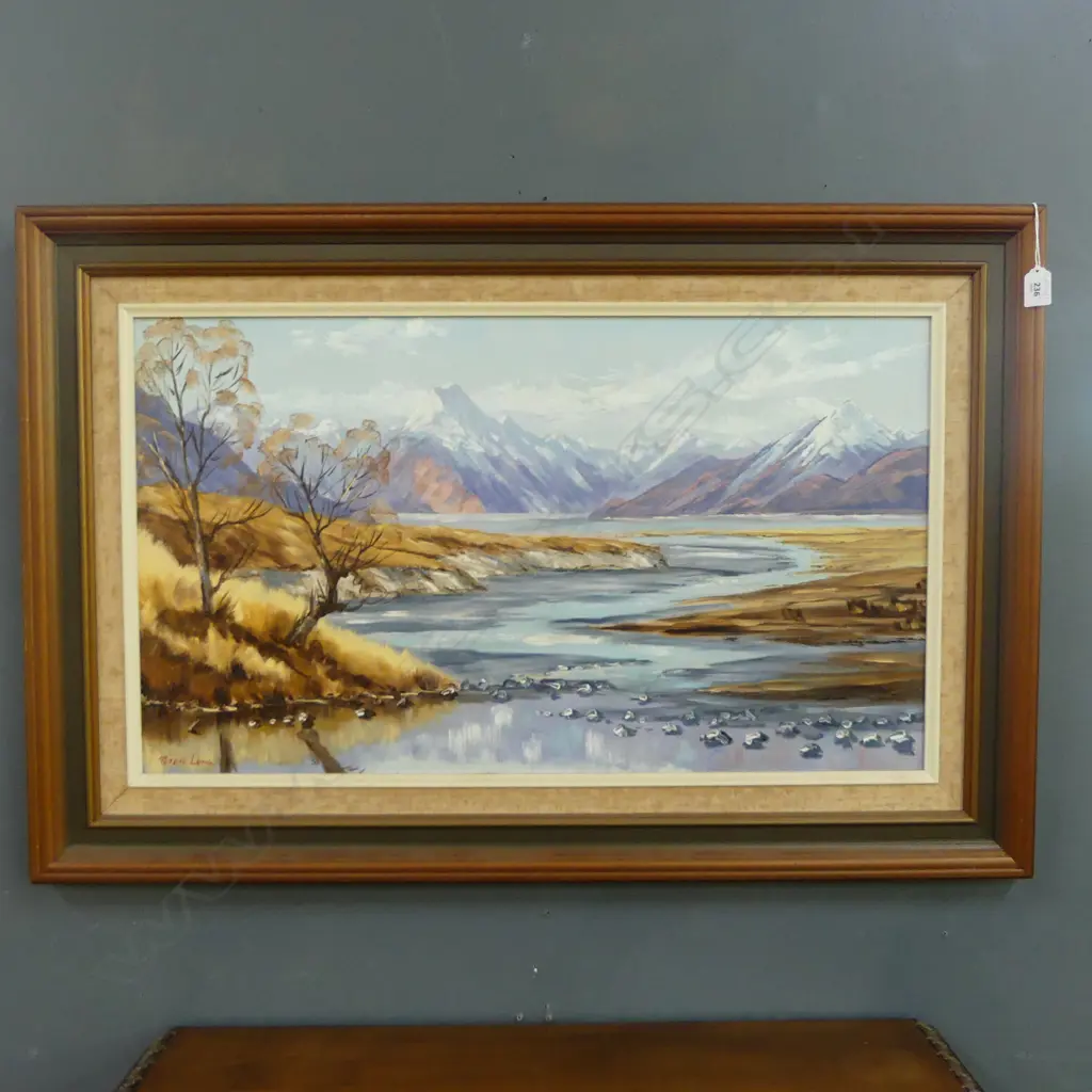 PETER LONG 'MT COOK, TASMAN VALLEY' OIL ON BOARD 430x750mm Image 1++
