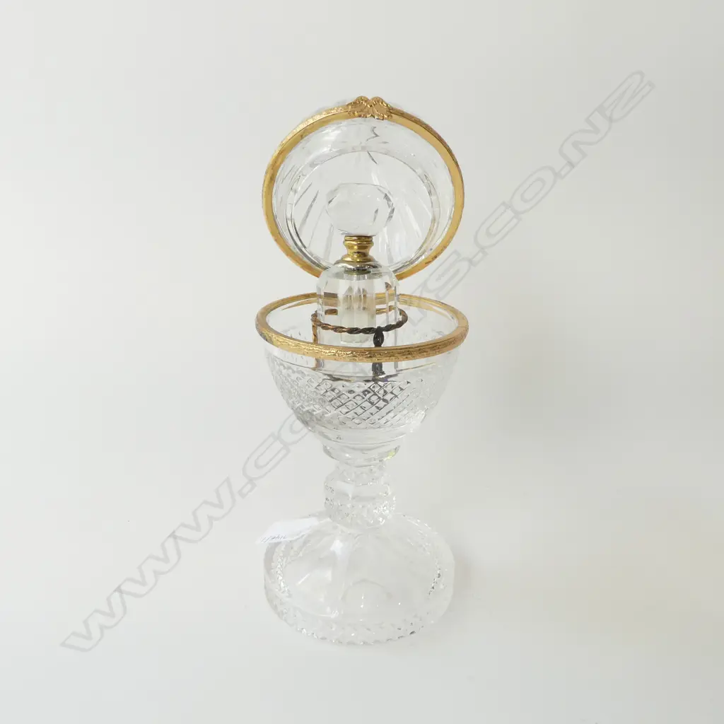 CRISTAL DE PARIS FRANCE EGG SHAPED CONTAINER WITH PERFUME BOTTLE H.225mm Image 1++