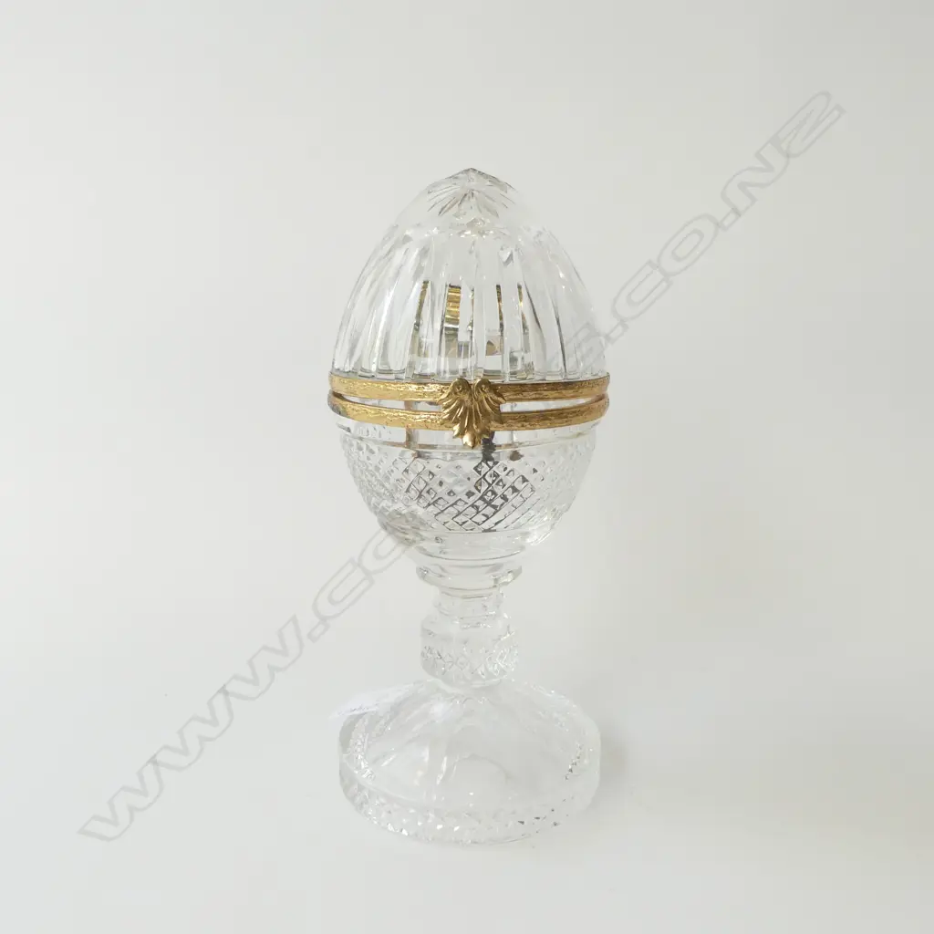CRISTAL DE PARIS FRANCE EGG SHAPED CONTAINER WITH PERFUME BOTTLE H.225mm Image 1++