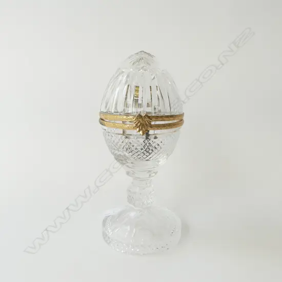 CRISTAL DE PARIS FRANCE EGG SHAPED CONTAINER WITH PERFUME BOTTLE H.225mm