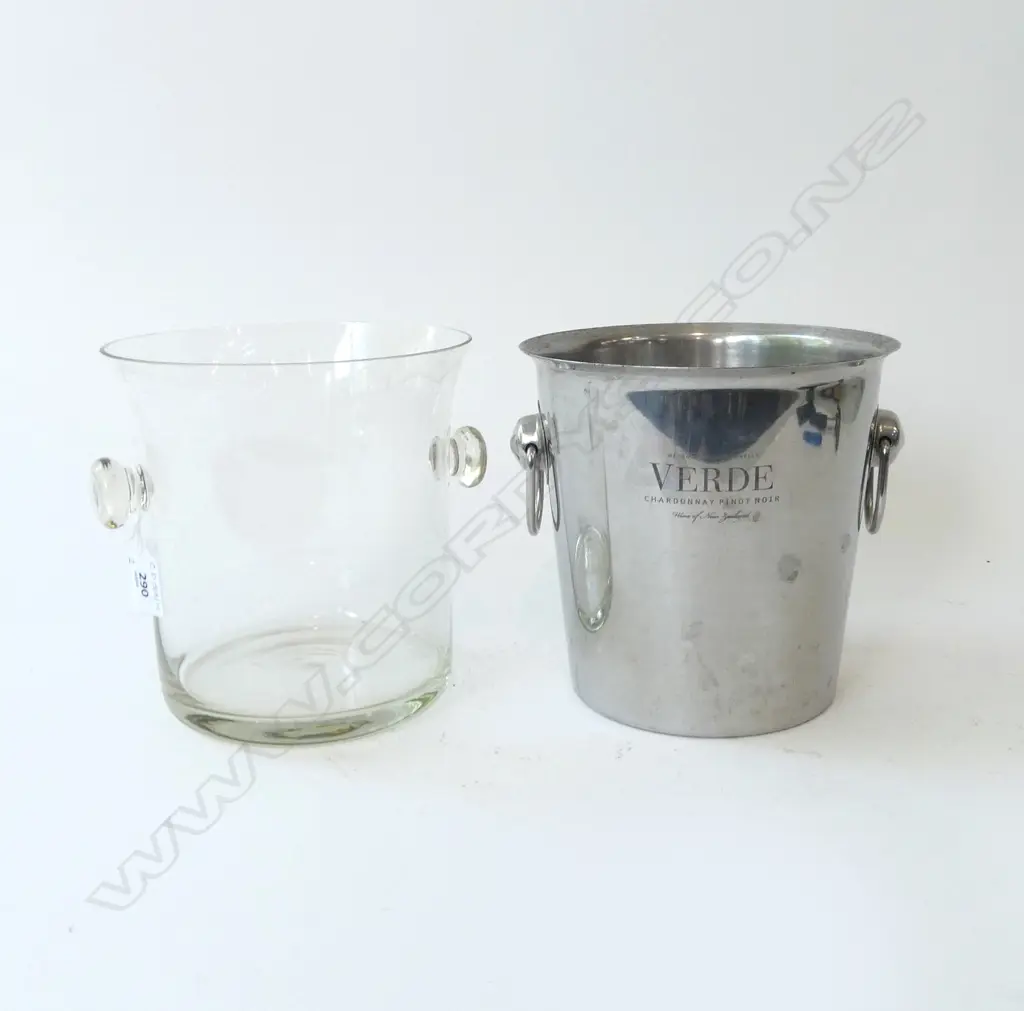 2 CHAMPAGNE BUCKETS; GLASS & METAL H.190mm Image 1++