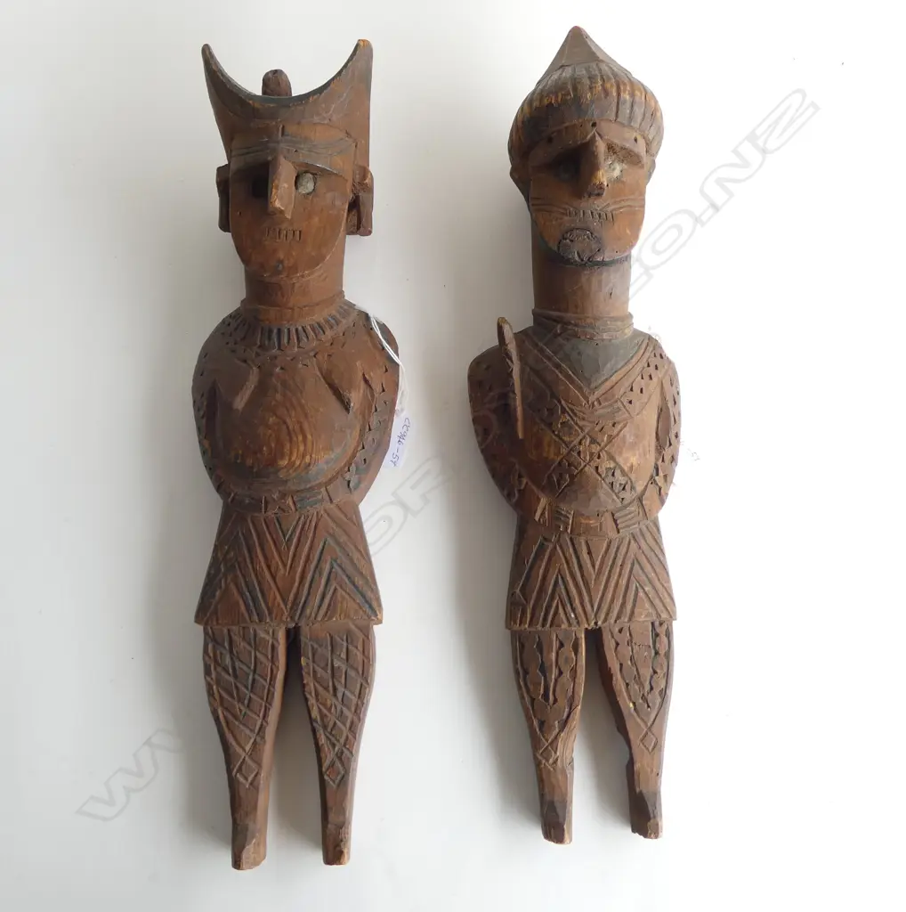PR VINTAGE INDONESIAN CARVED WOODEN FIGURES, H.430mm Image 1++