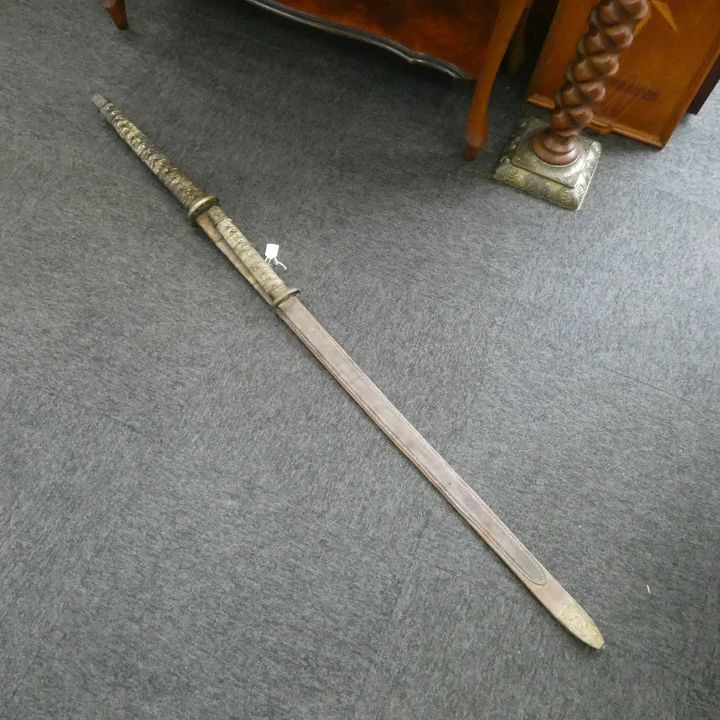 2 ORIENTAL SWORDS IN 1 SCABBARD L.1530mm Image 1++