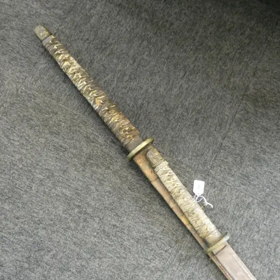 2 ORIENTAL SWORDS IN 1 SCABBARD L.1530mm
