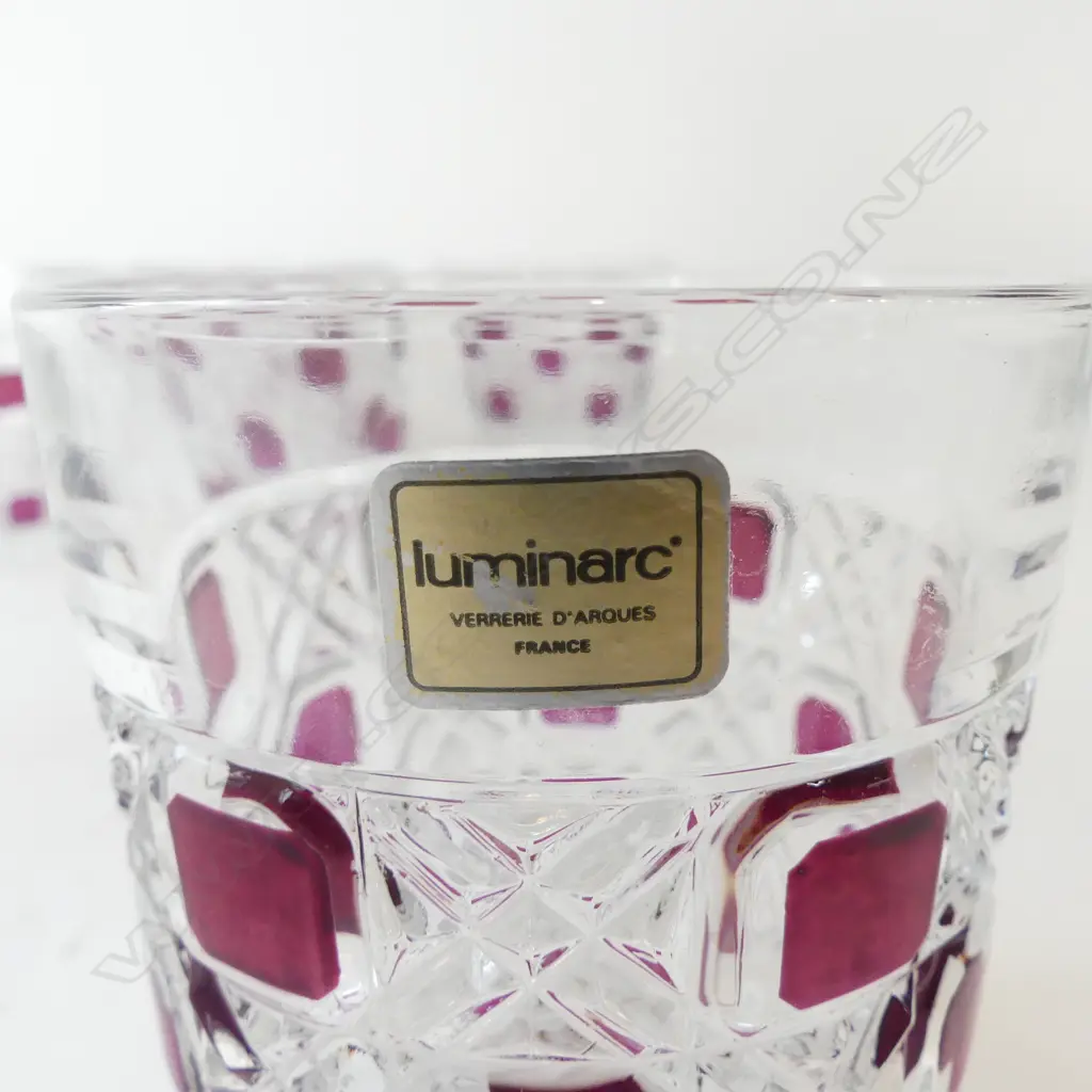 SET OF 6 VINTAGE FRENCH CRYSTAL WHISKY GLASSES ‘LUMINARC’, H.90MM D.80MM Image 1++
