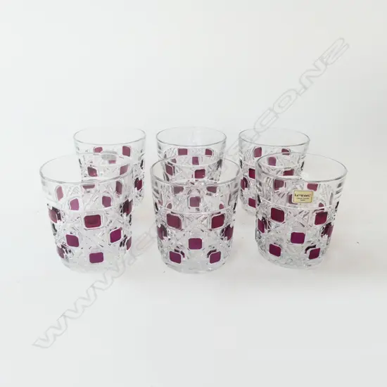SET OF 6 VINTAGE FRENCH CRYSTAL WHISKY GLASSES ‘LUMINARC’, H.90MM D.80MM
