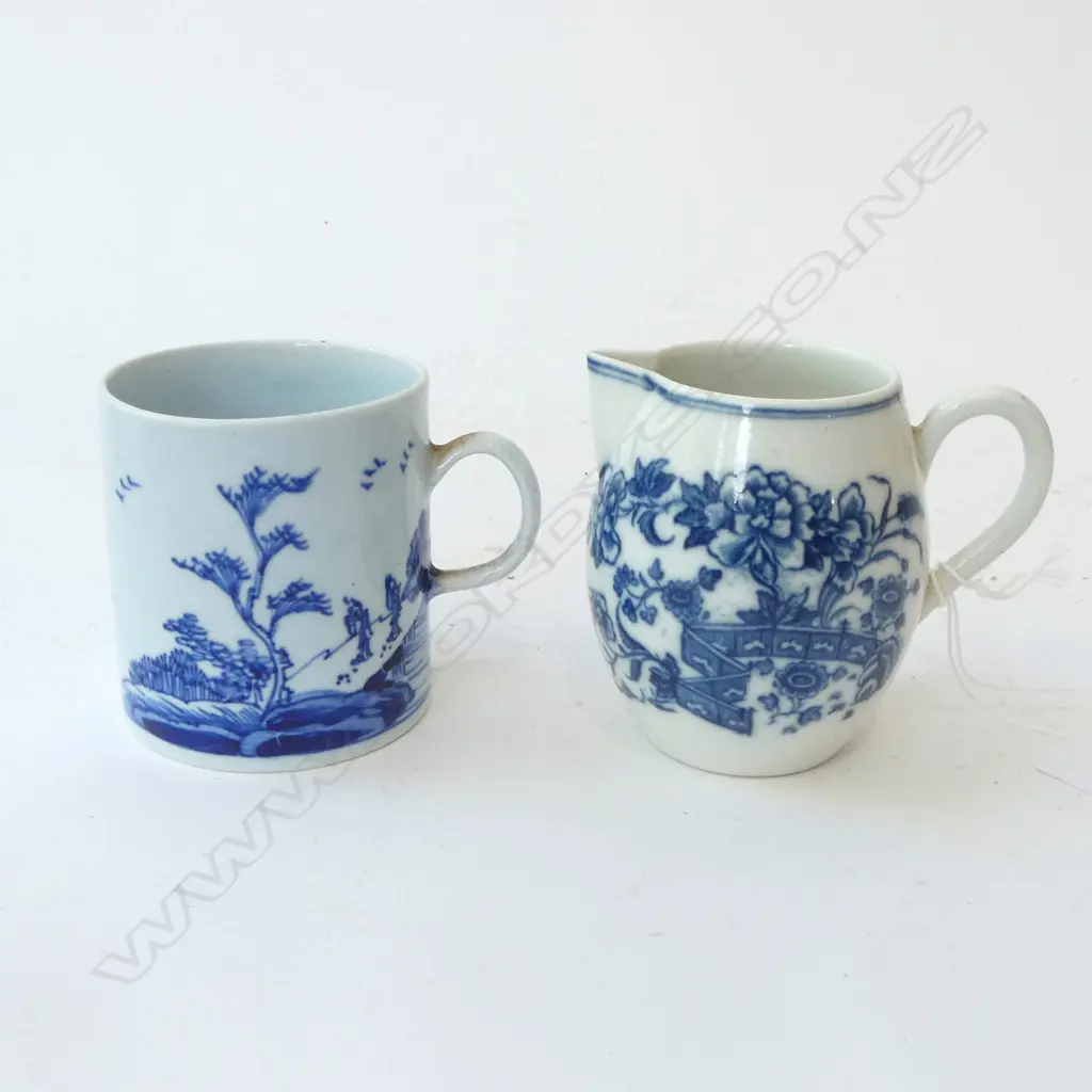 WORCESTER CREAM JUG DR WALL PERIOD H.70mm + LIVERPOOL MUG H.65mm Image 1++