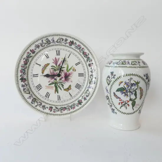 PORTMEIRION VASE & WALL CLOCK IN WORKING ORDER, H.200MM D.265MM