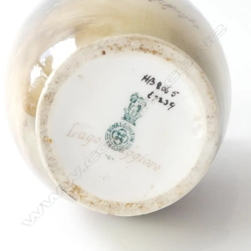 ROYAL DOULTON HAND PAINTED VASE; LAKE SCENE, J. HUGHES, H.220mm, old repairs w. loss Image 1++