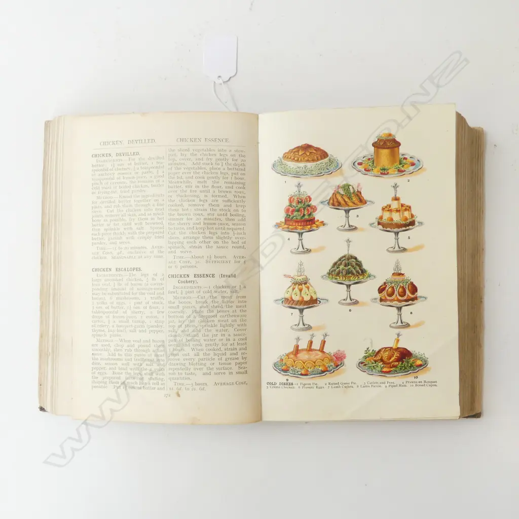 1907 ‘MRS BEETONS EVERYDAY COOKERY’ BOOK COLOURED PLATES Image 1++