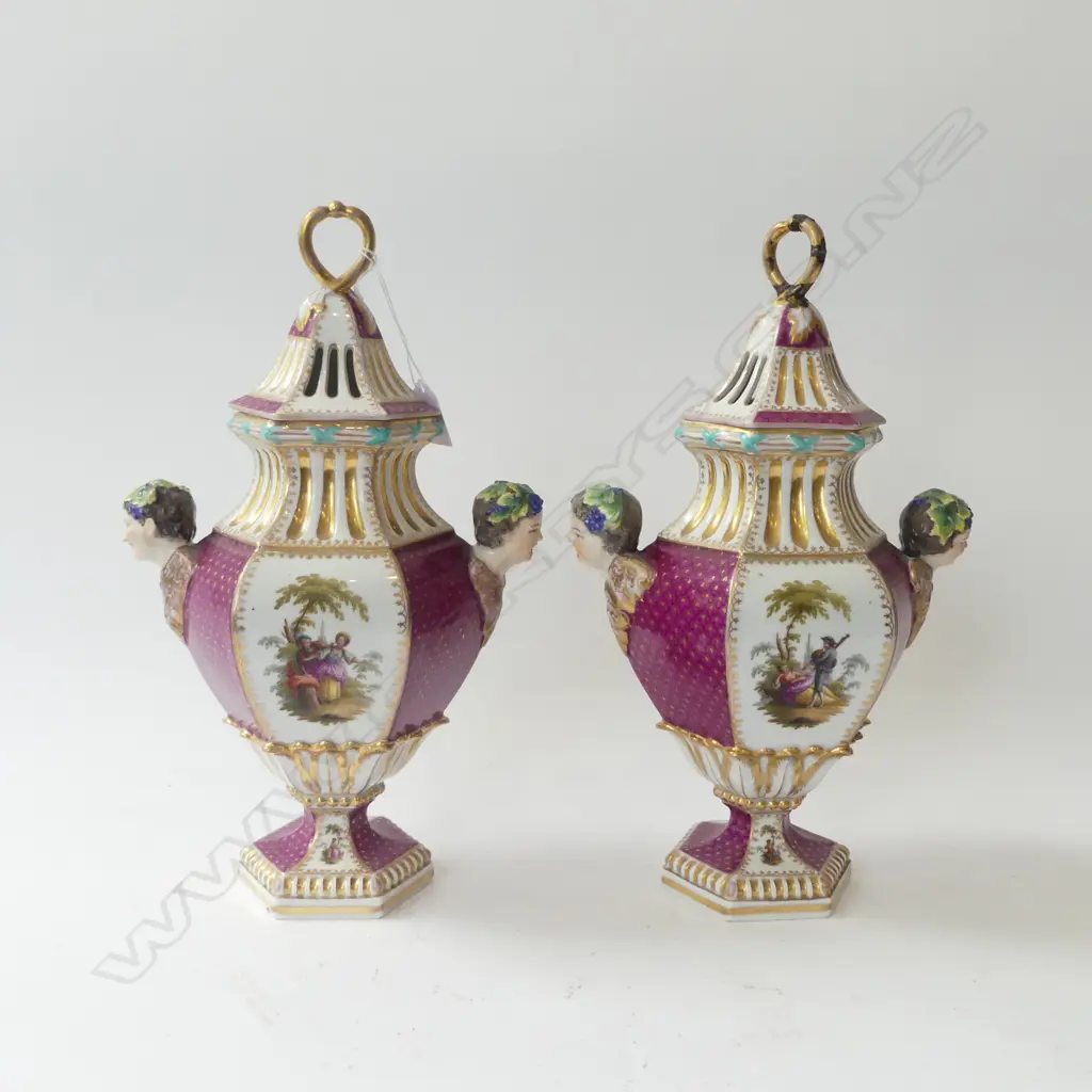PR LIDDED VASES H.355mm finial repaired Image 1++