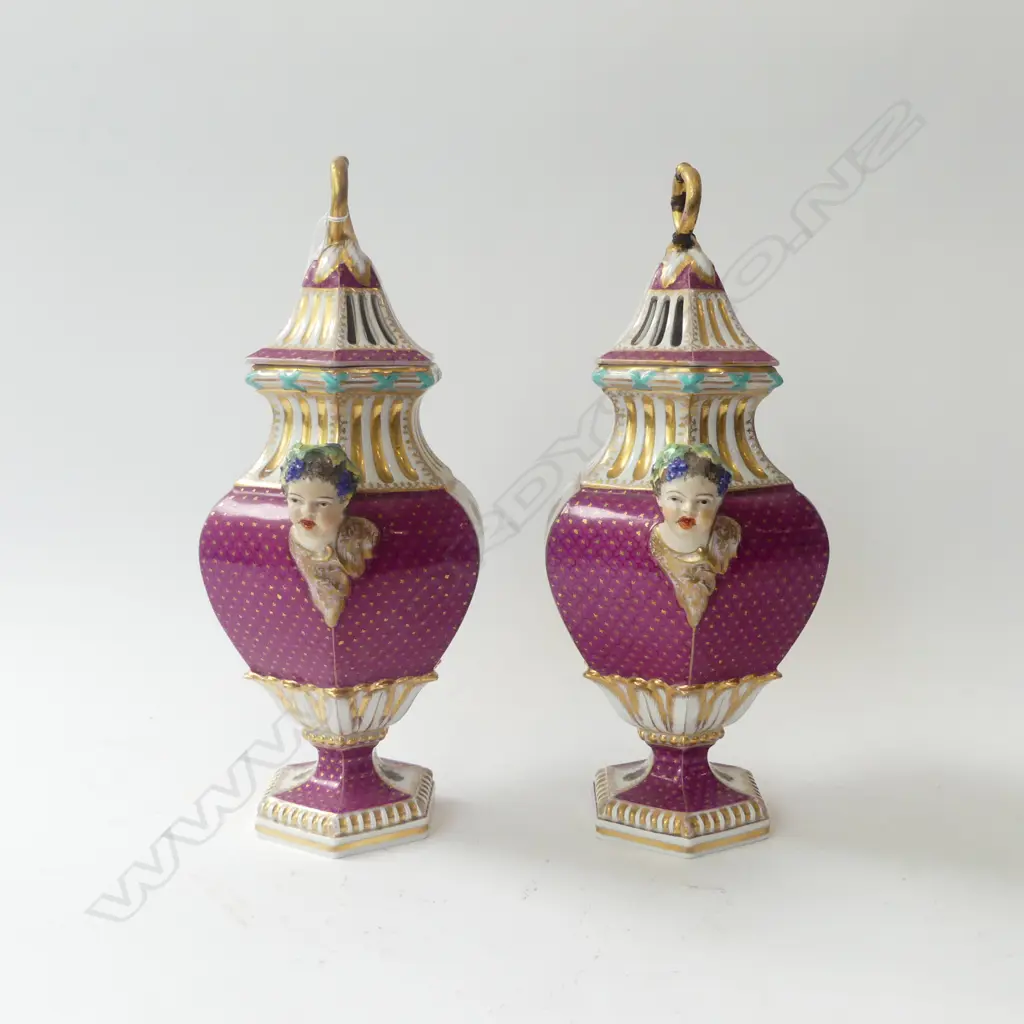 PR LIDDED VASES H.355mm finial repaired Image 1++