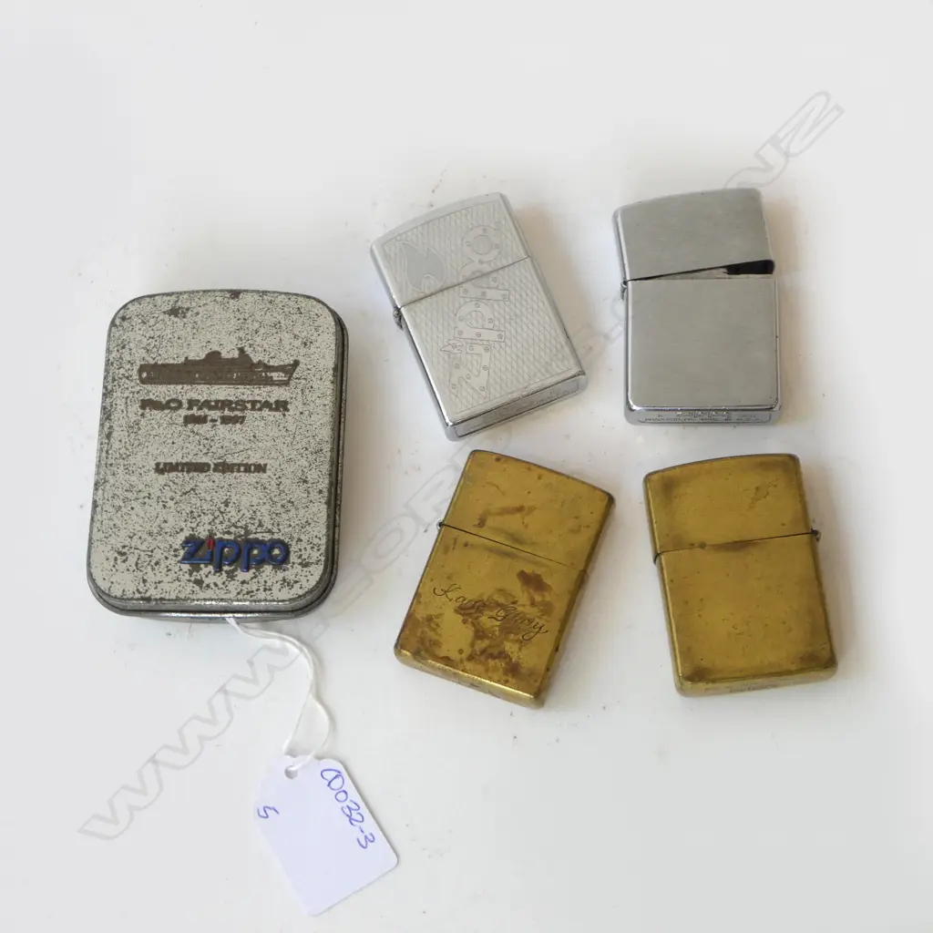 5 ZIPPO LIGHTERS IncL. CASED 'P&O FAIRSTAFF 1964-97' ZIPPO Image 1++