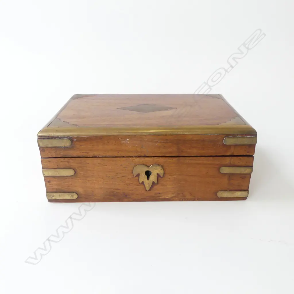 HARDWOOD & BRASS MOUNTED SMALL BOX W.170mm Image 1++