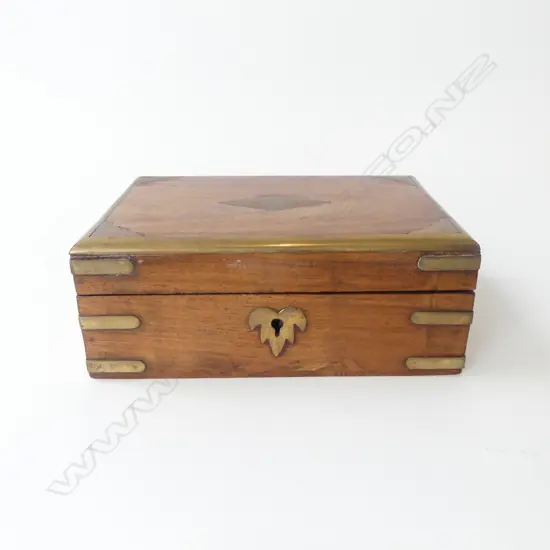 HARDWOOD & BRASS MOUNTED SMALL BOX W.170mm